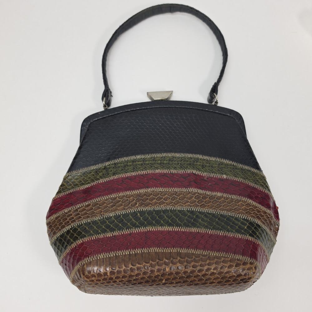 Vintage Film Star Creations Hollywood Snakeskin Handbag 40s 50s Patchwork Exotic